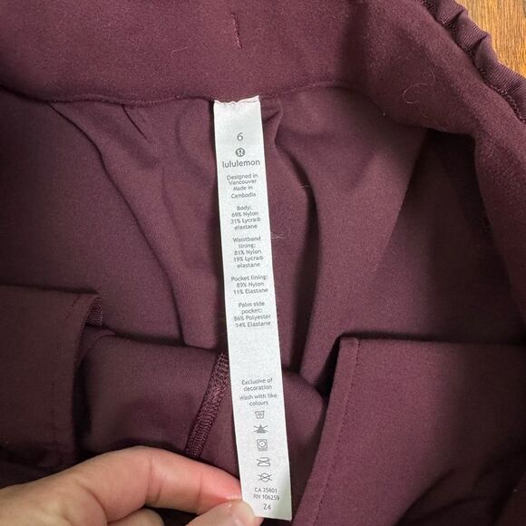 Lululemon‎ Keep Moving Pant 7/8 High-Rise Cassis Women’s Size 6 - Picture 11 of 11